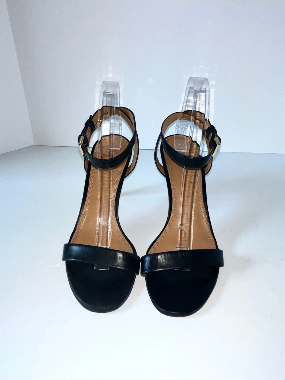 Tory Burch Elana black leather strappy heel sandal Sz 9